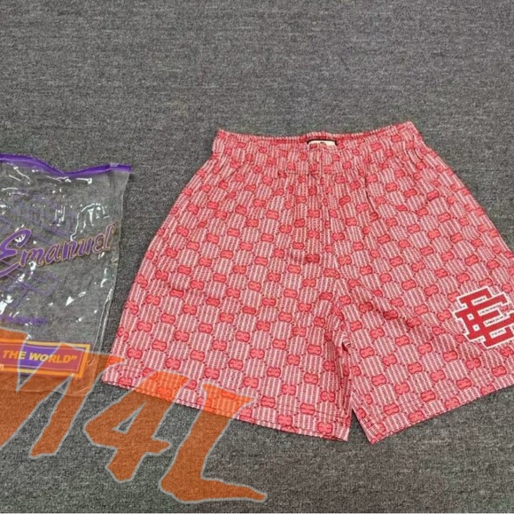 Eric Emanuel Red Patterned Athletic Shorts